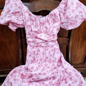 Floral Pink Puff Sleeve Dress